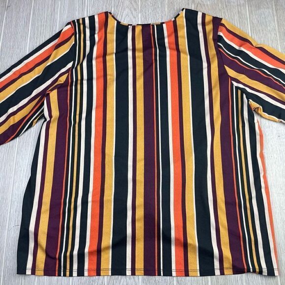 Como Blue. Women’s Multicolor Striped Front Knot Long Sleeve Blouse 2X - Picture 8 of 12